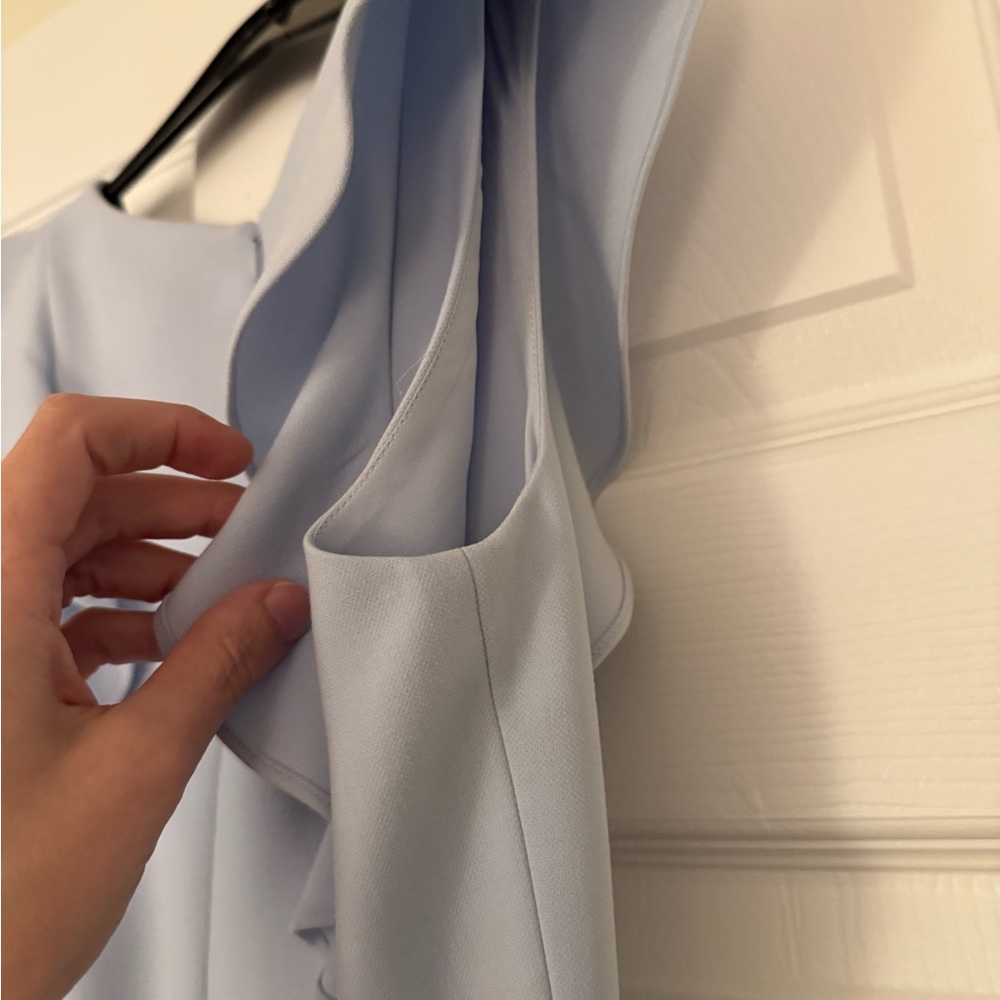 French Connection Blue Ruffled Flutter Sleeve Mini Dress - Picture 3 of 4